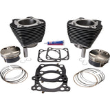 S&S CYCLE 0931-0834 910-0625 Big Bore Cylinder Kit 124"  - wrinkle black with highlighted fins - for 107" engine - m8