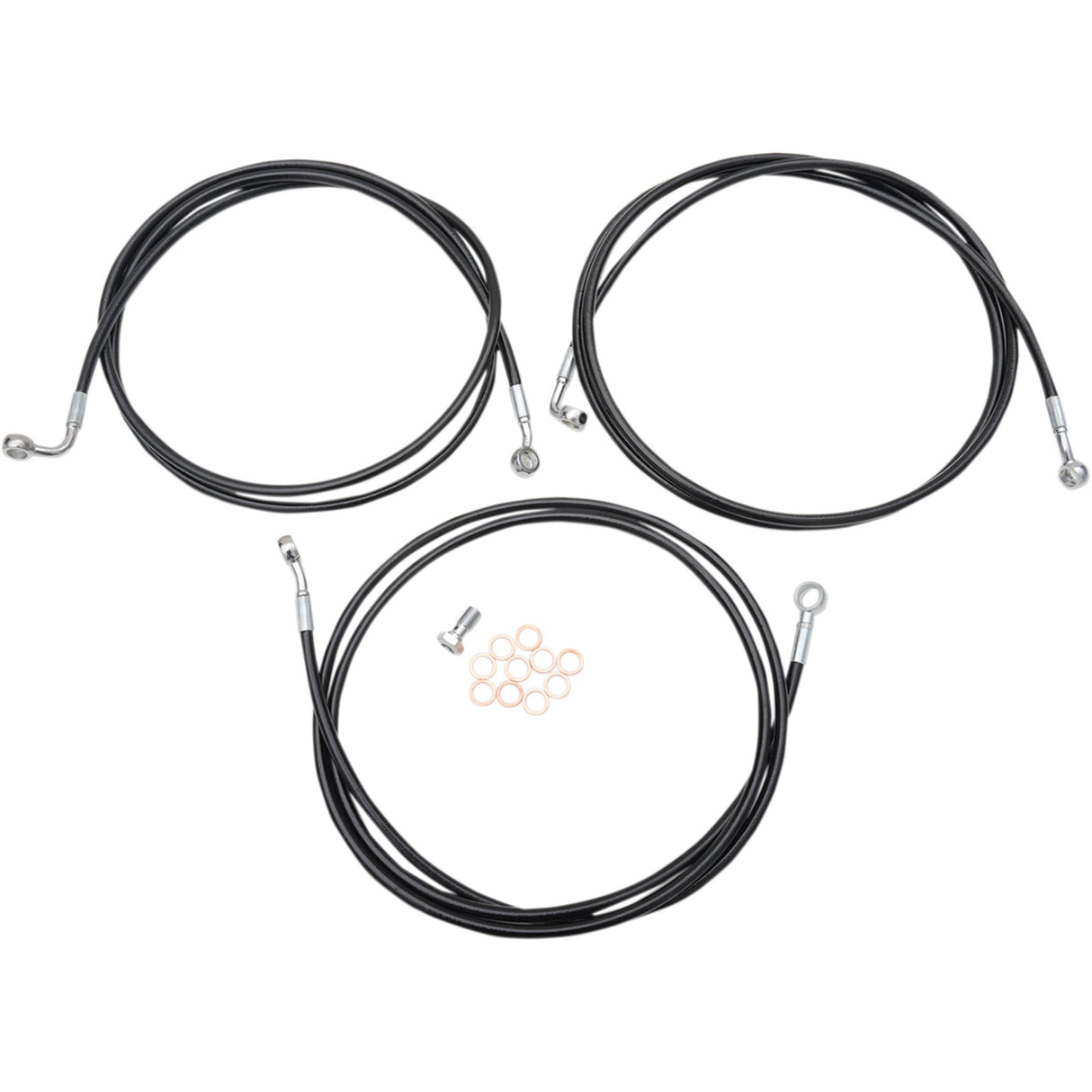 LA Choppers Black Braided Brake Line Kit 18" 20" Ape Hanger Handlebars Black - LA-8052B19B For Harley Touring 2014-2020