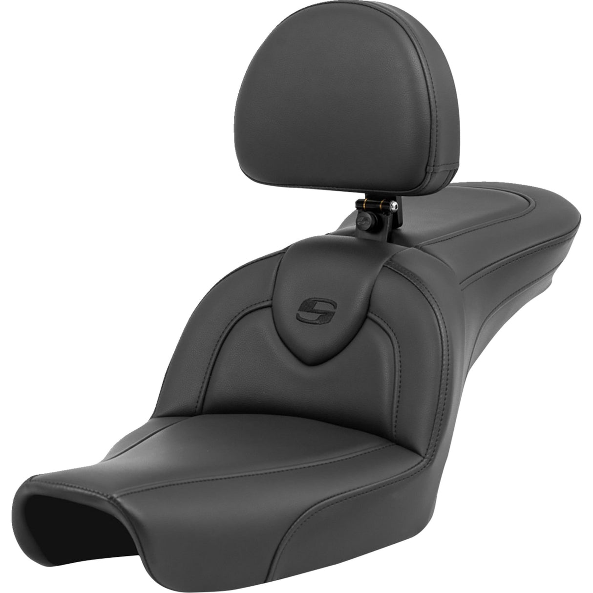 Saddlemen Roadsofa™ Standard Reach Seat With Backrest Black Stitching - 896-04-187BR For Harley Dyna 1996-2003