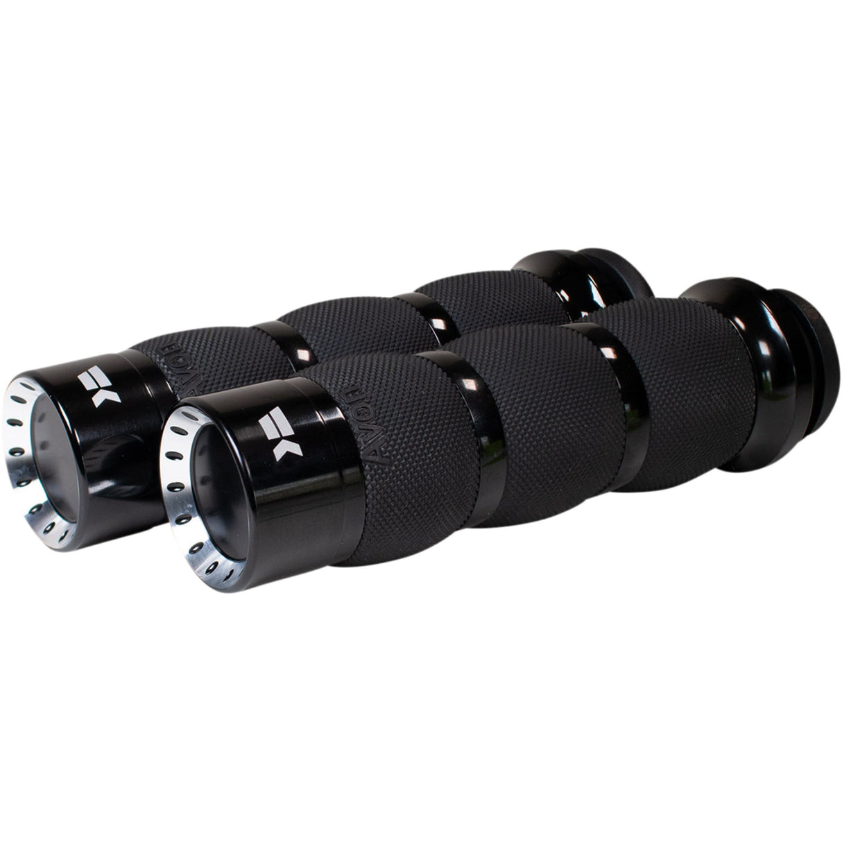 Khrome Werks Turbine Grips Air Cushion TBW Black - 500130 For Harley Motorcycles 2008-2024