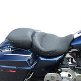 Mustang Wide Rear Seat Studded Black - 79112 For Harley Touring 1997-2025