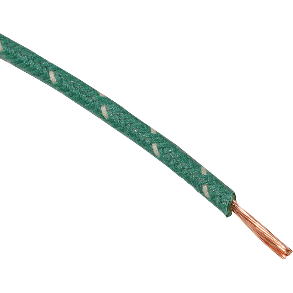 NAMZ 2120-1269 NCBW-89 Fabric-Braided Hook-Up Wire 25' Cloth-Braided Wire Spool - 16 Gauge - Green/White