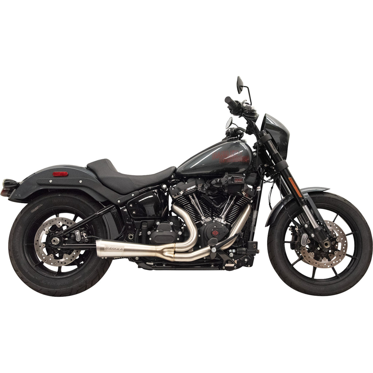 BASSANI XHAUST 1800-2750 1S75SS 2-into-1 Ripper Exhaust System with megaphone muffler - short - stainless - m8 softail