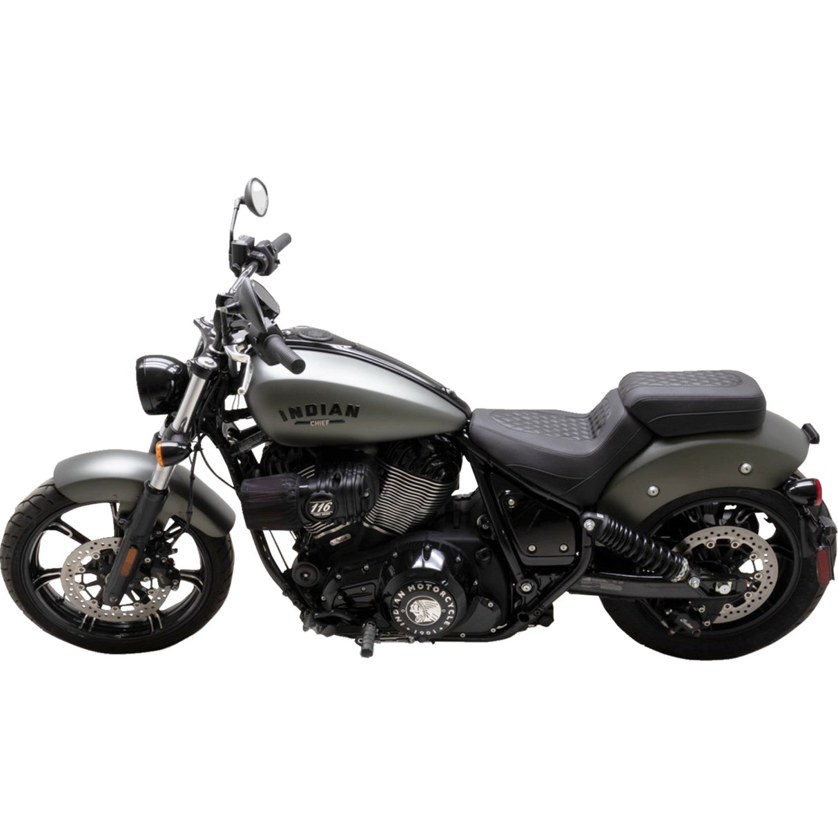 Mustang Squareback Solo Seat Solo Black Diamond Stitch - 88201 For Indian 2022-2024