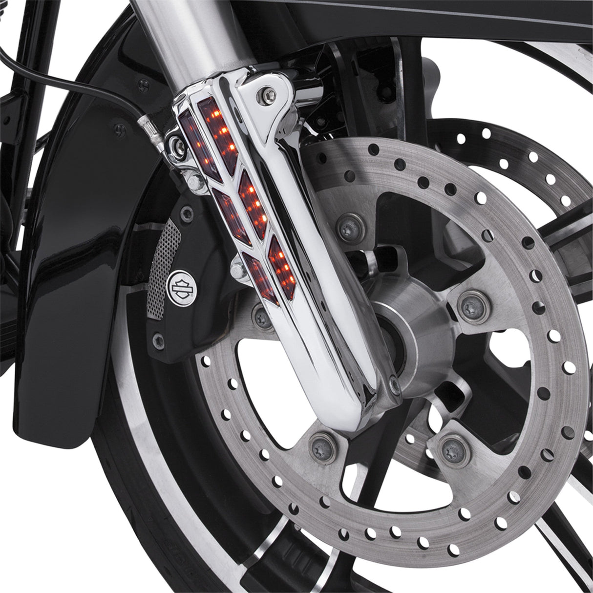 CIRO 0403-0135 43001 Forkini Lower Fork Leg Covers — with LED - Chrome - With LEDs