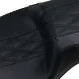 LePera Outcast Daddy Long Legs Seat 2-Up Without Backrest Black With Black Double Diamond Inlay - LK-997DLGT2 For Harley Touring 2008-2022