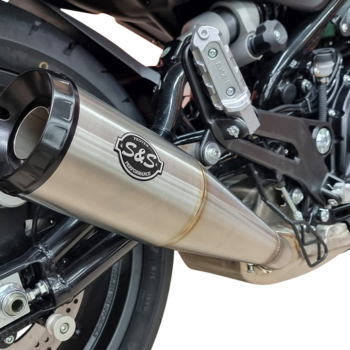 S&S CYCLE 1801-1809 550-1114 Grand National Slip-On Muffler - Brushed Stainless Steel - X™500