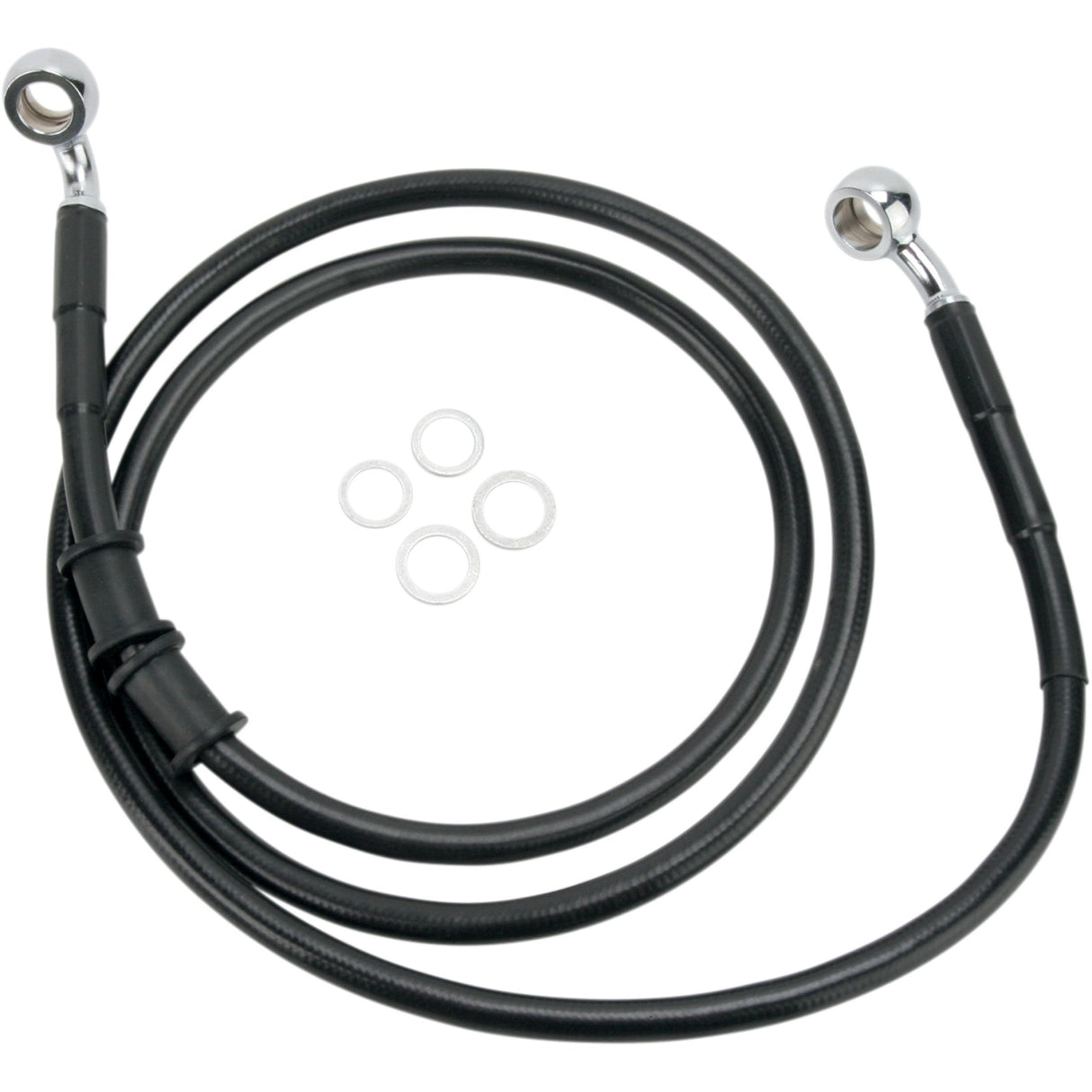 Drag Specialties Stainless Steel Brake Line Kit Front (Upper) Black For Harley Dyna Low Rider 2008-2009