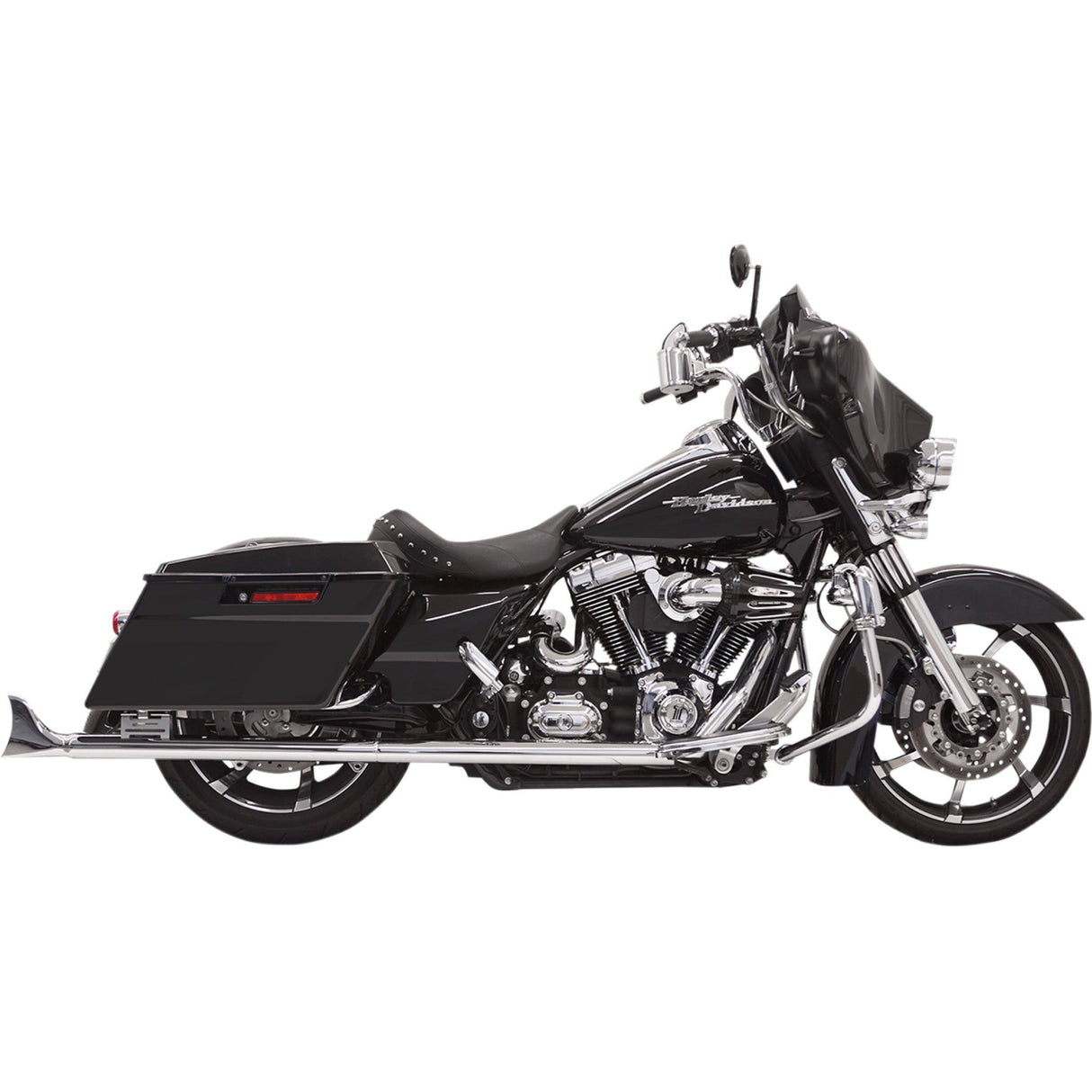 Bassani Xhaust Fishtail Slip-On Mufflers Chrome With Baffle 33" - 1F27E33 For Harley Touring 1995-2016
