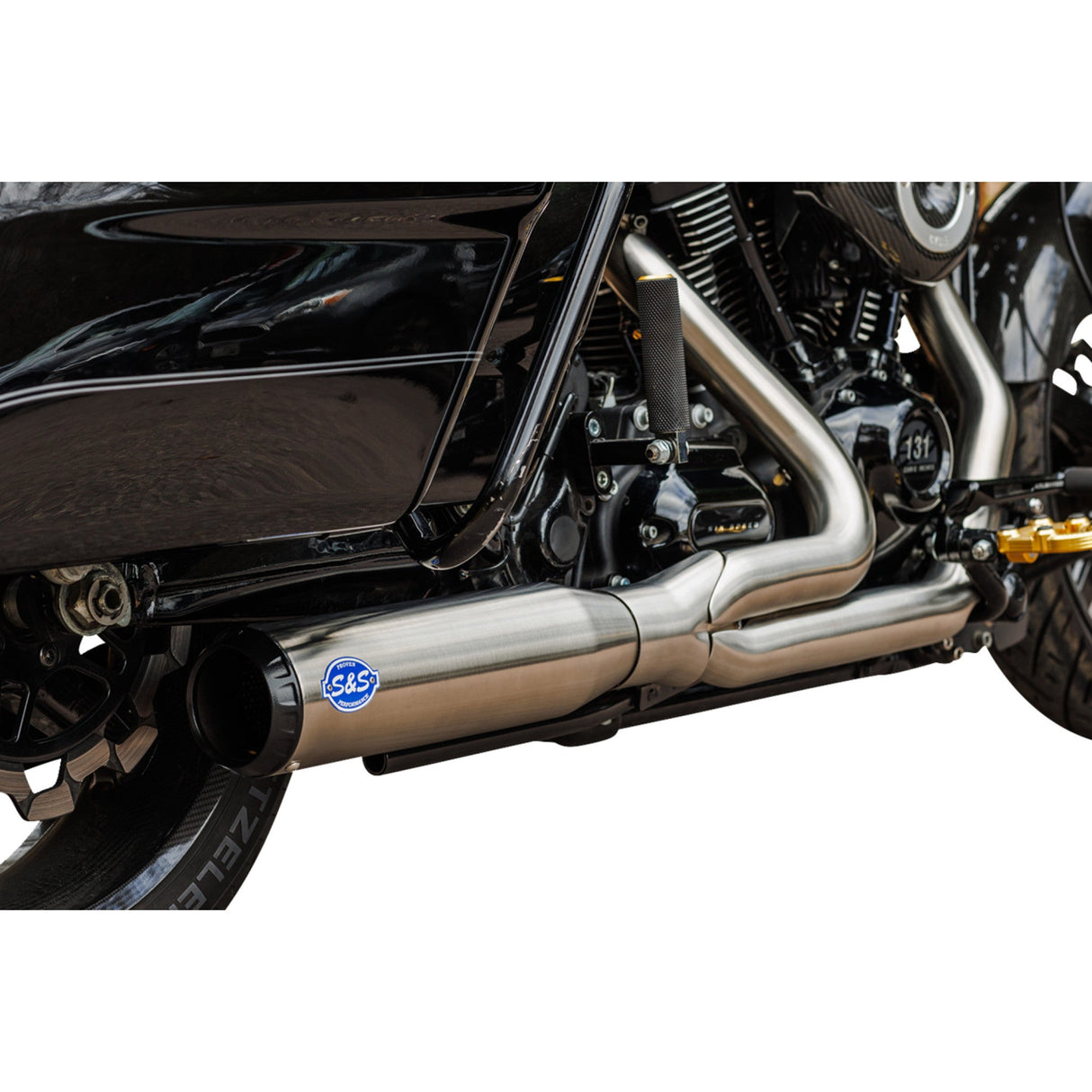 S&S Cycle 2-Into-1 Qualifier Exhaust System 50-State Silver - 550-1108 For Harley Touring 2017-2026