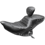 Mustang Heated One-Piece Touring Seat With Backrest Diamond - 79664WT For Indian 2014-2024
