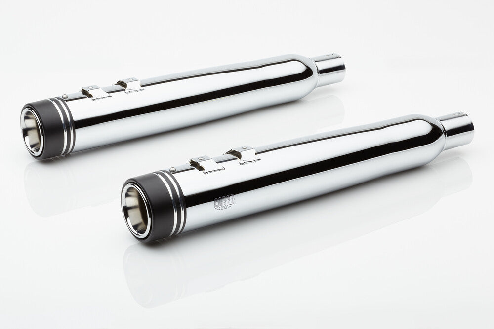 Cobra 4.5" Groove TIP Slip-ON Chrome - 6291 For Harley Touring 2017-2026