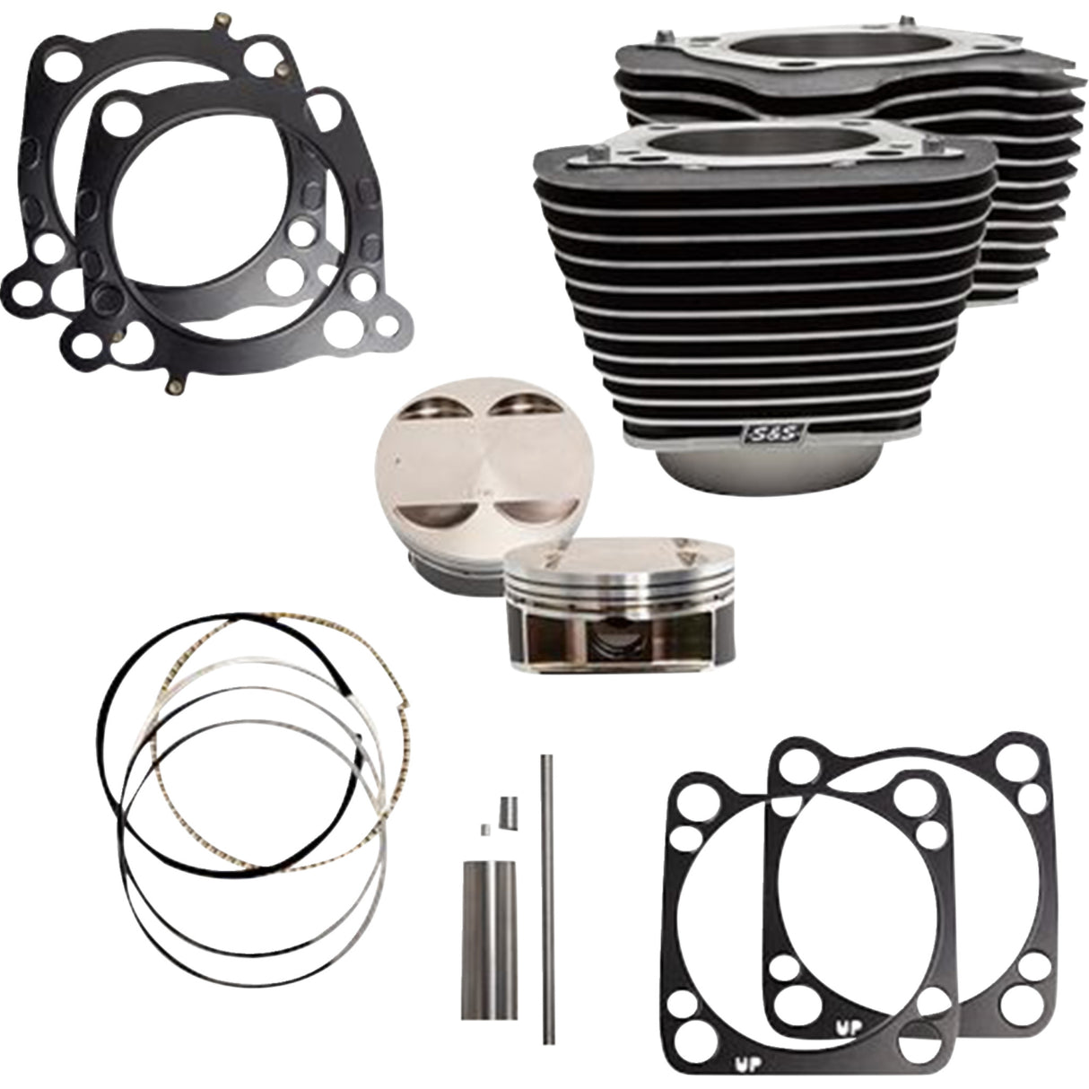 S&S Cycle Cylinder Kit 124" Big Bore Wrinkle Black With Highlights 107" M8 - 910-0625A For Harley Softail 2018-2024