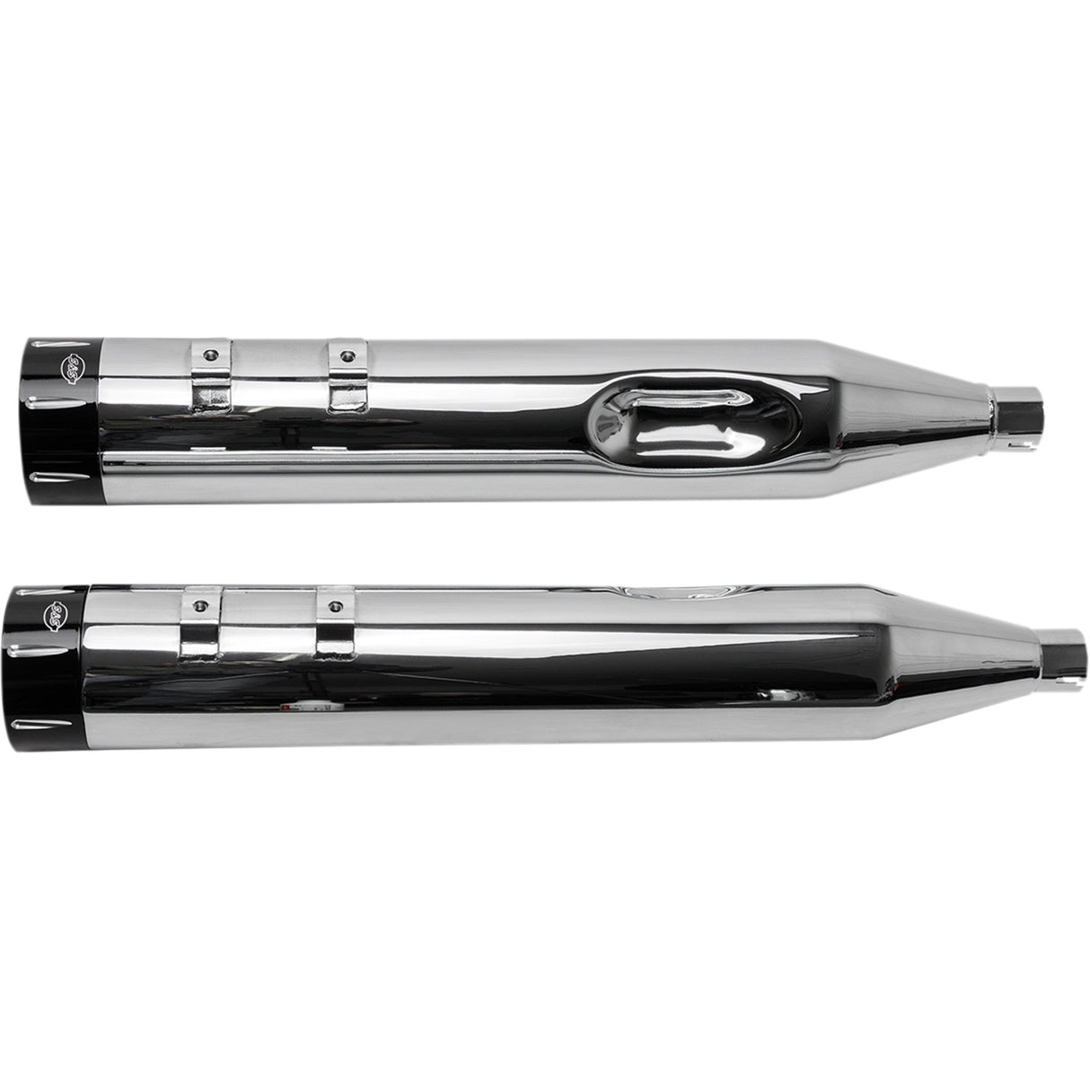 S&S Cycle 4-1/2" MK45 Performance Mufflers Chrome With Black Tracer - 550-0623 For Harley Touring 1995-2016