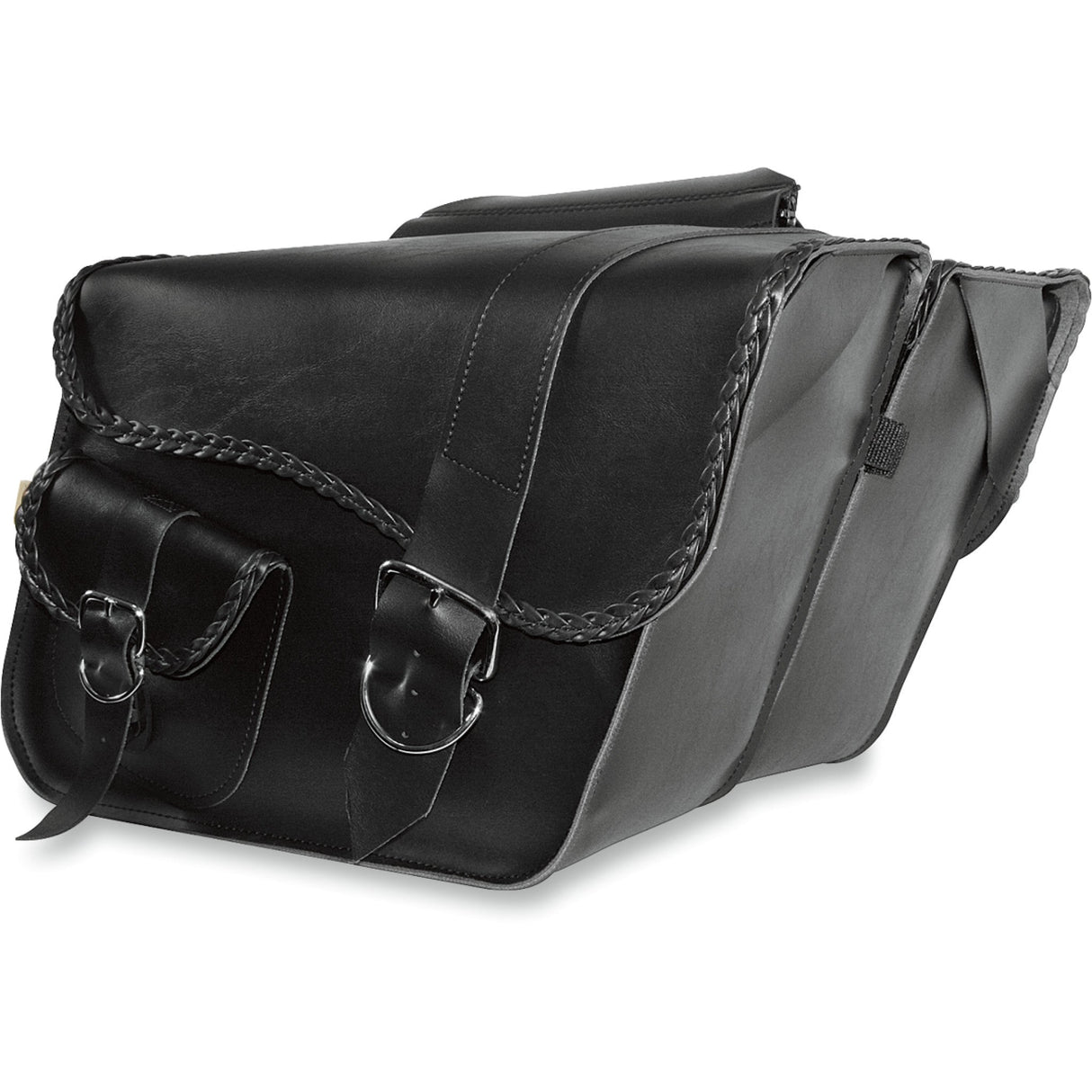 WILLIE & MAX LUGGAGE 3501-0201 58750-20 Ranger Braided Super Slant Saddlebags Ranger Braided Saddlebags - Large - Black