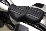 Mustang Deluxe Touring Passenger Seat Black Stitch Carbon Fiber Inlay - 88402 For Harley Touring 2023-2026