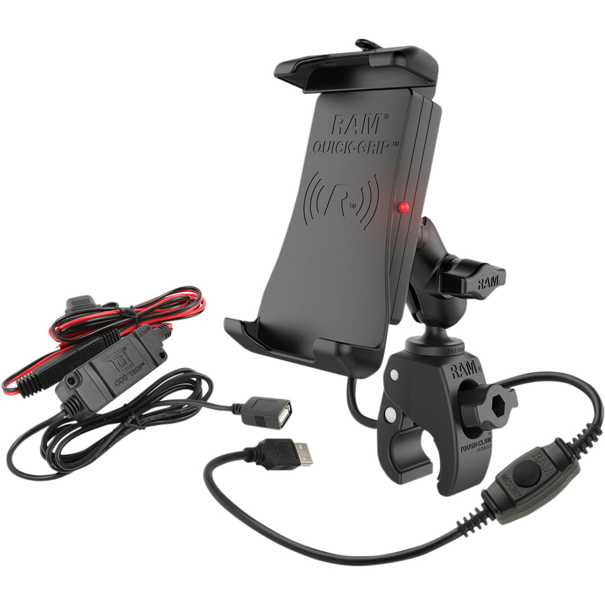 RAM MOUNTS 0636-0189 RAM-B-400-A-UN14W-V7 Quick-Grip™ Waterproof Wireless Charging Mount Device Holder - Quick-Grip™ - Charging - Wireless - Waterproof - Tough Claw™