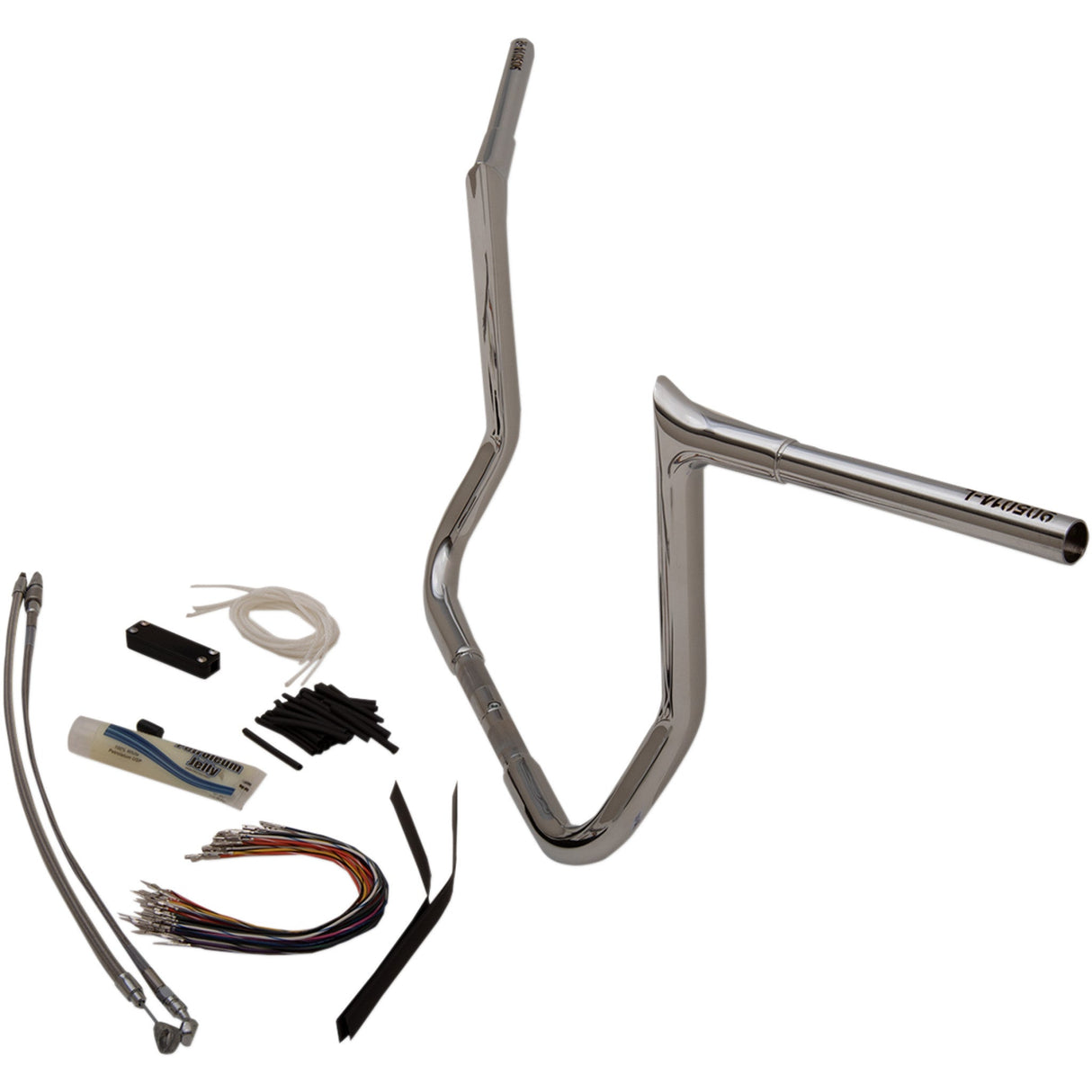 FAT Baggers INC. 1-1/4" EZ Install Pointed Top Handlebar Kit 14" Chrome - 909114 For Harley Touring 2008-2013