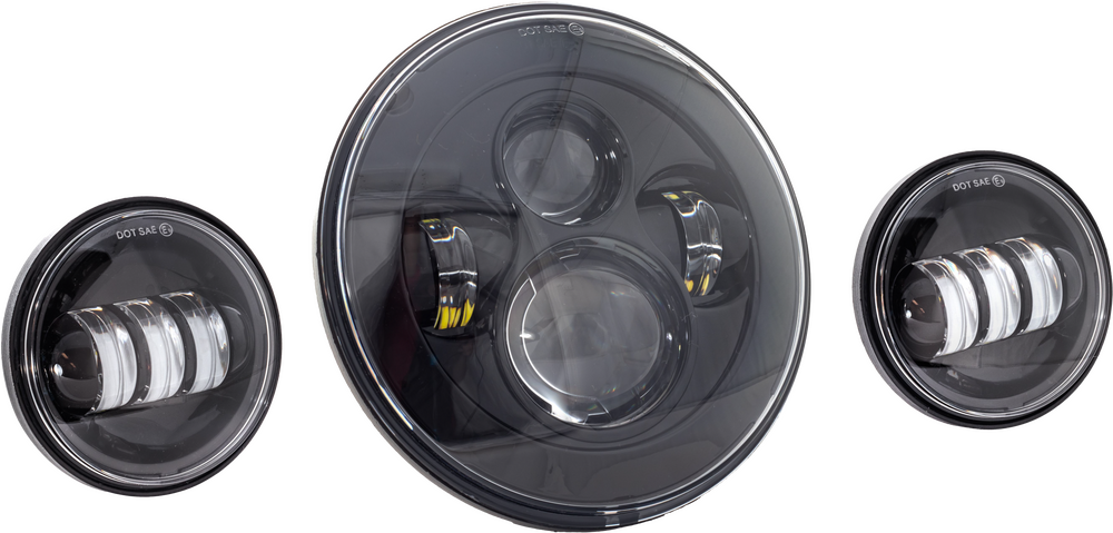 Letric Lighting Co LLC-Ilhk-7B 7" LED Hdlgt With Pass Lamps Black For Indian 2015-2024