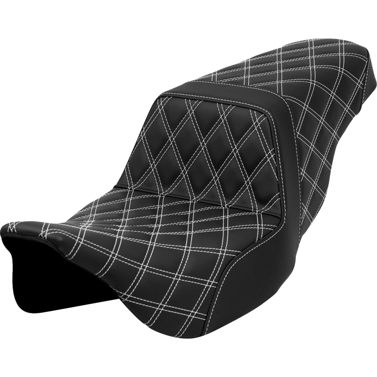 Saddlemen Lattice Stitch Step-Up Seat White Stitch - 808-07B-17506 For Harley Touring 2008-2023