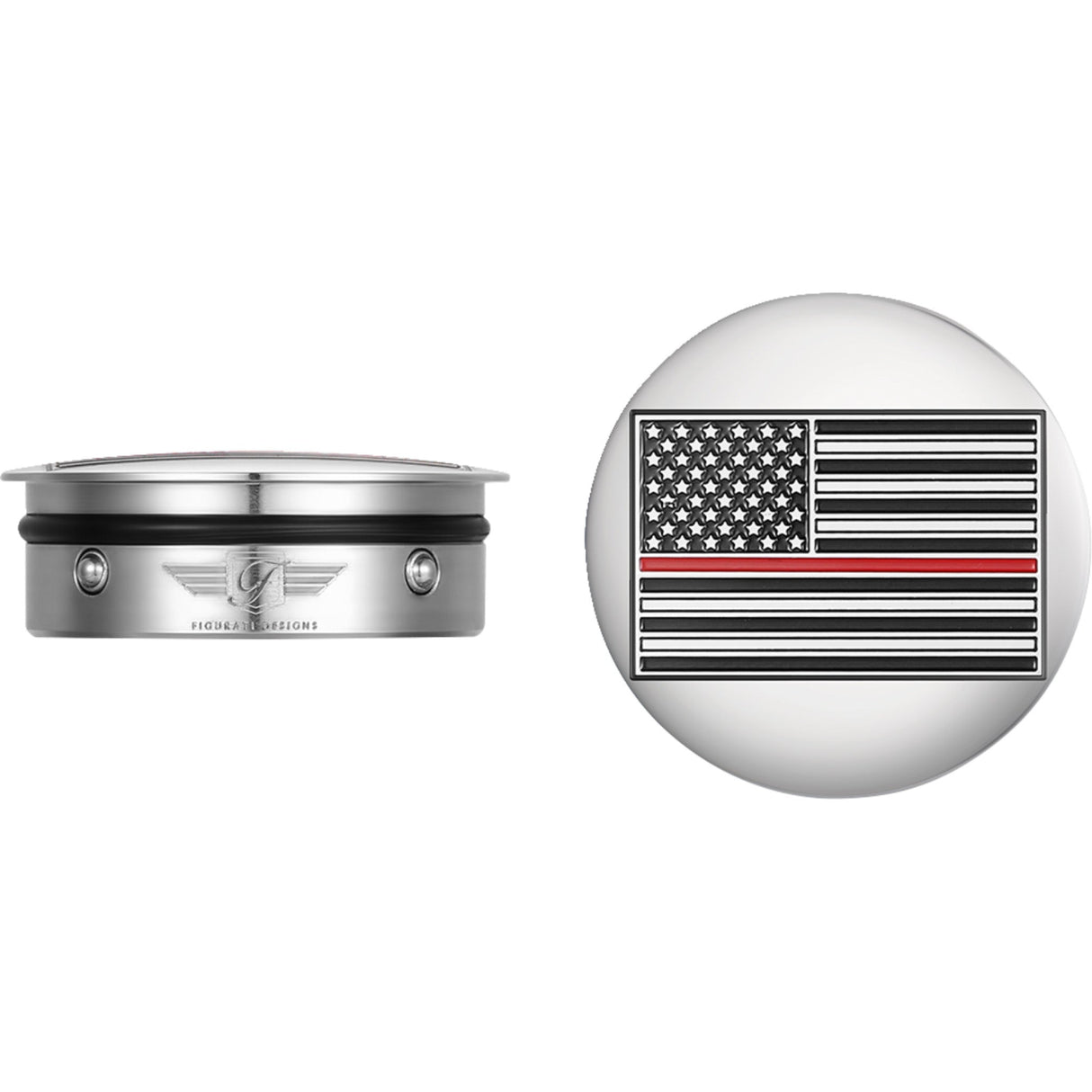 Figurati Designs Swing Arm Covers Red Line American Flag Custom Reversed - FD73-AFRL-SS For Harley Motorcycles 1980-2026