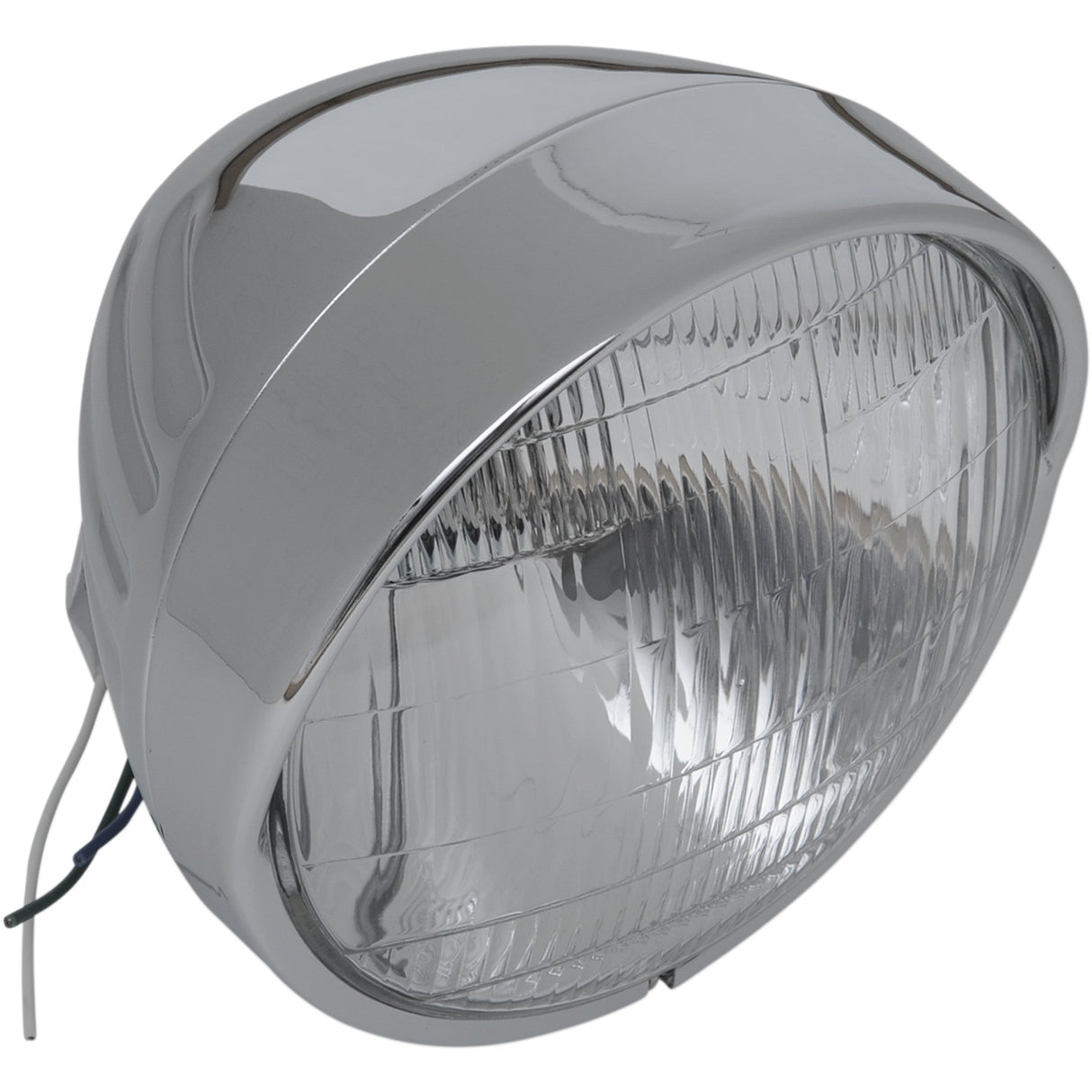 DRAG SPECIALTIES DS280033 Chrome Custom Springer-Style Headlight Assemblies Headlight with Visor 6-1/2" - Grooved