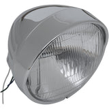 DRAG SPECIALTIES DS280033 Chrome Custom Springer-Style Headlight Assemblies Headlight with Visor 6-1/2" - Grooved