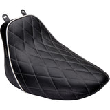 LePera Bare Bones Solo Seat Diamond Stitch With White Stitching Piping Black - LYX-007DMWTP For Harley Softail 2018-2023