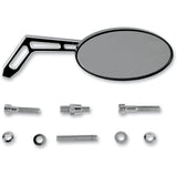 PRO-ONE PERF.MFG. 0640-0262 102320B Billet Aluminum Mirror Mirror - Weekend Warrior - Side View - Cut-Out - Oval - Black - Right