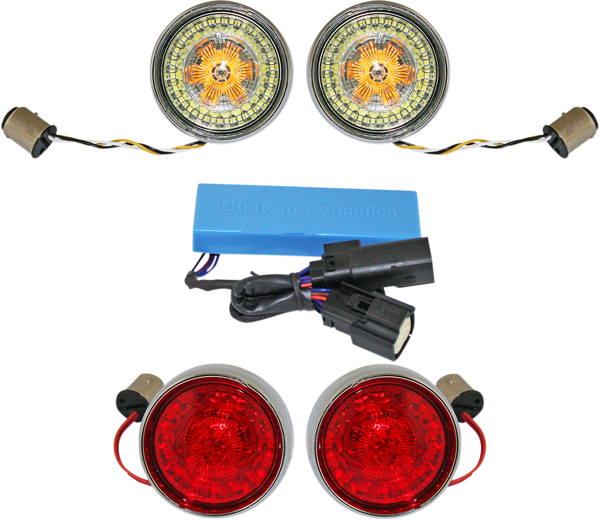 Complete Front & Rear Turn Signal Conversion Kit with Bullet Bezel Lenses