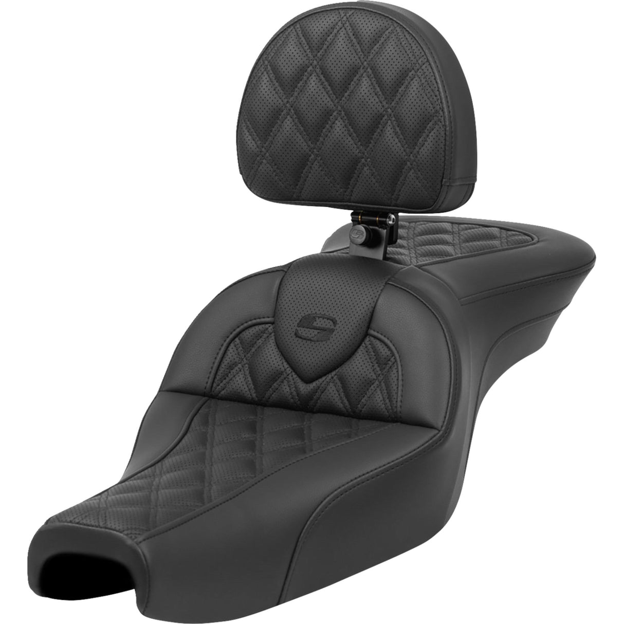 Saddlemen Roadsofa™ Standard Reach Seat With Backrest Lattice Stitch - 807-11-182BR For Harley Sportster 2004-2022 (3.3G Tank)