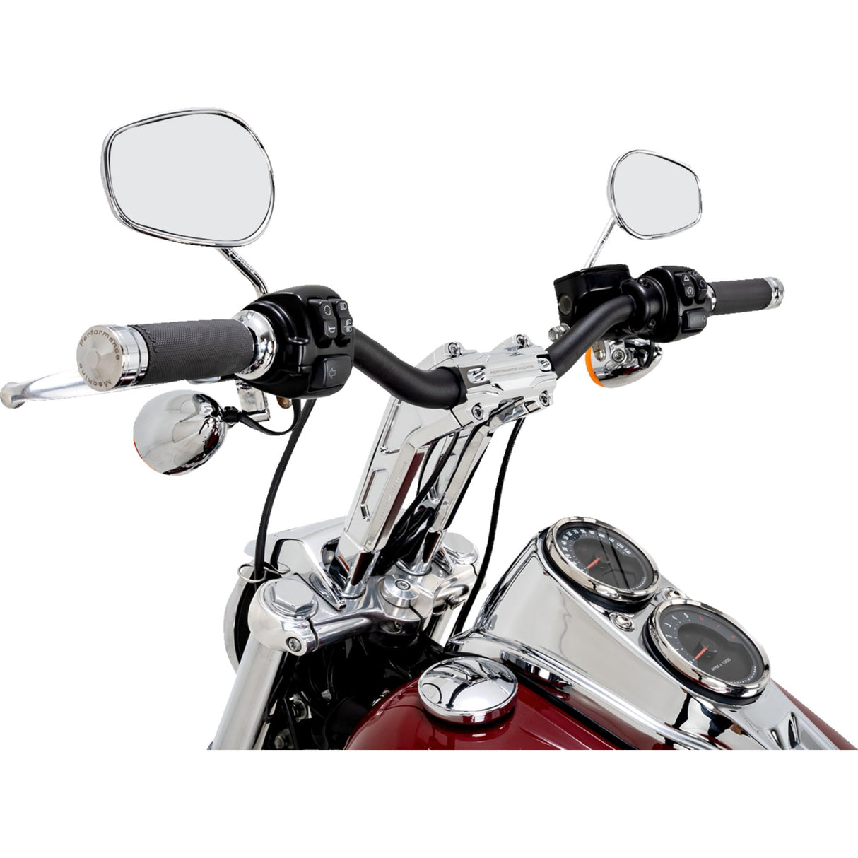 PERFORMANCE MACHINE (PM) 0602-1564 0208-2195M-CH Phatbar & Riser Kit internal wiring/gauge mount holes - 9" - chrome