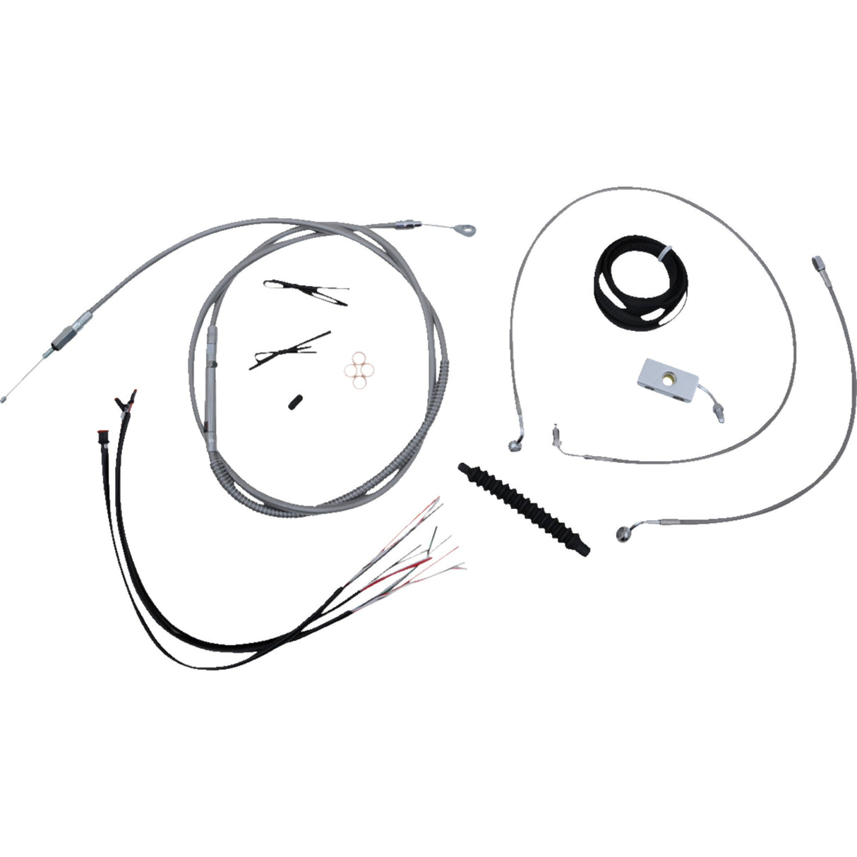 LA Choppers Complete Stainless Braided Handlebar Cable Brake Line Kit — Cable Kit 12"-14" Handlebars - LA-8156KT2-13 For Harley Softail 2018-2022