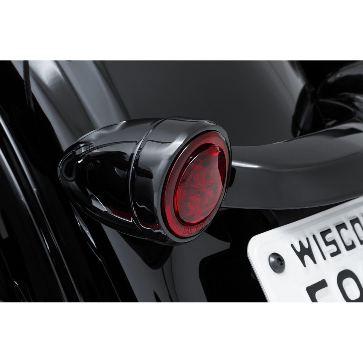Ciro Fang® Rear Turn Signal Light Inserts Red LED Red Lens Black - 45720 For Harley Motorcycles 1957-2026