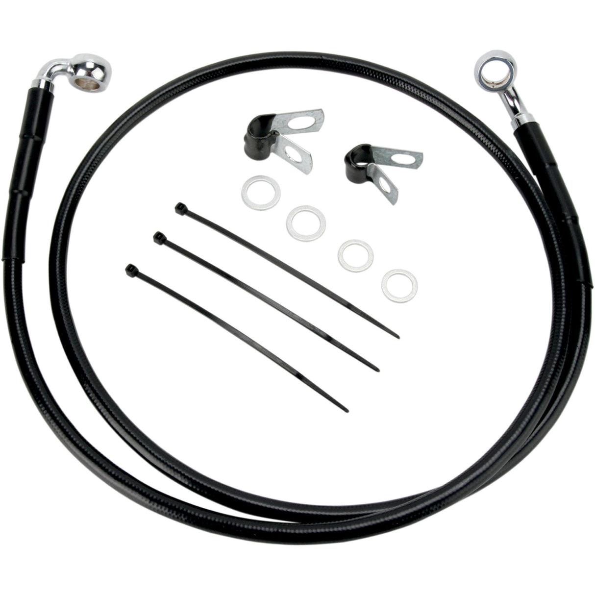 Drag Specialties Extended Length Black Vinyl Brake Line Kit Front Black +2" For Harley Dyna Low Rider 2001-2005