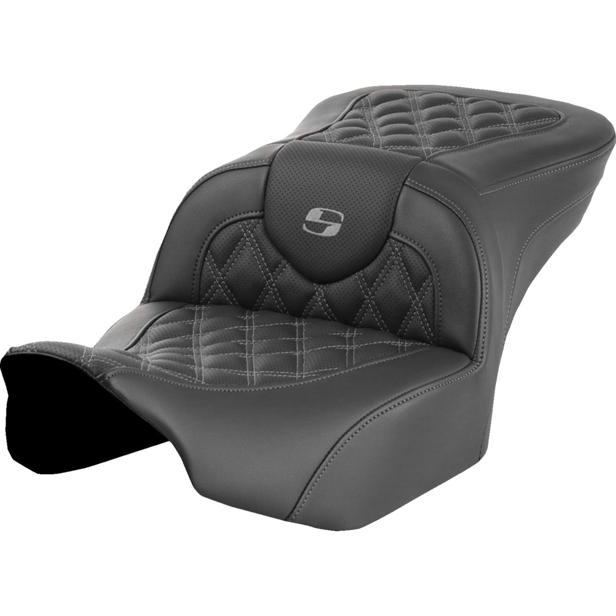 Saddlemen Roadsofa™ Lattice Stitch Seat Without Backrest Gray - 823-07-18202 For Harley Touring 2023-2026