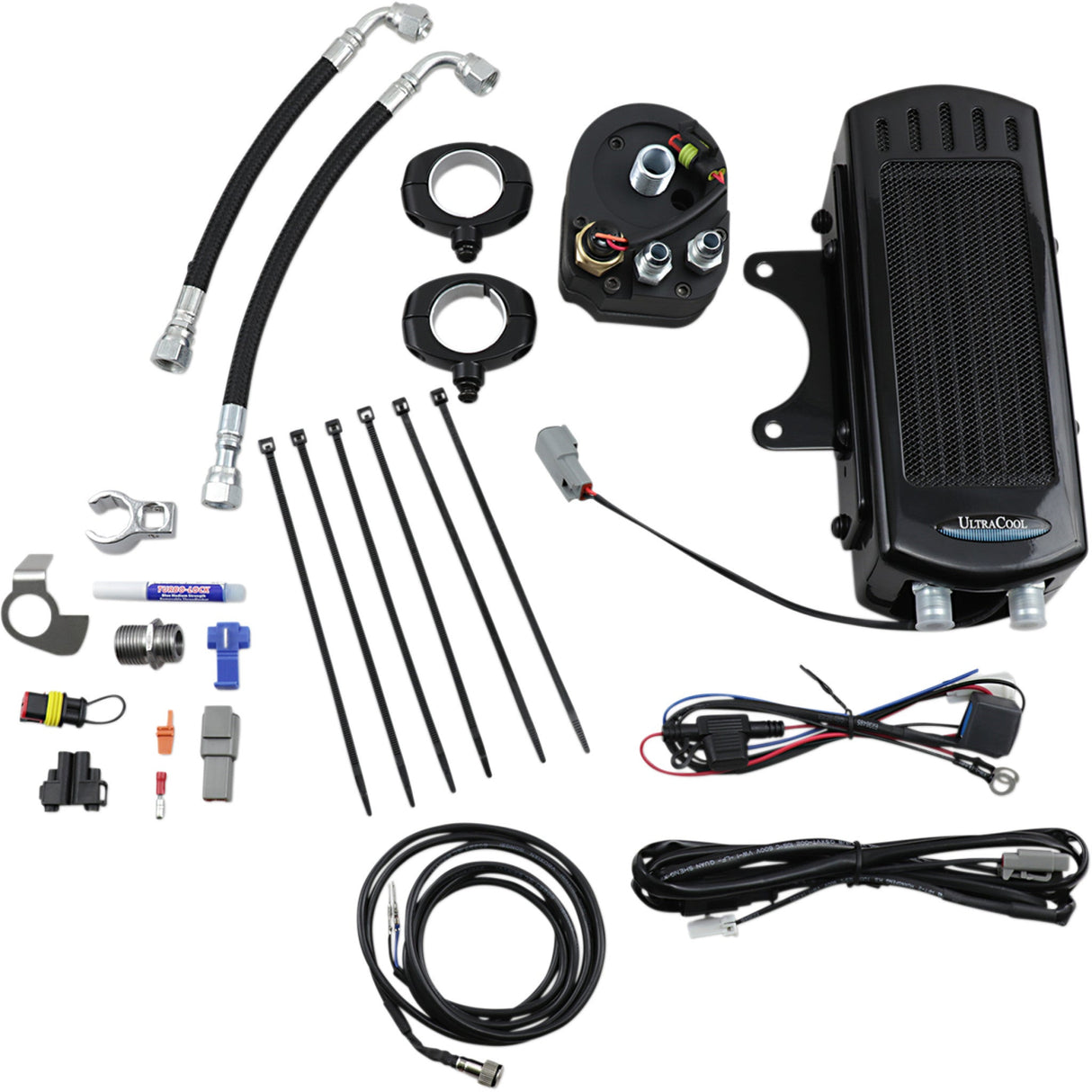 Ultracool 3.0 Side Mount Oil Cooler With Fan Kit For Dyna Gloss Black Dyna - SMD-1G For Harley Motorcycles 1991-2017