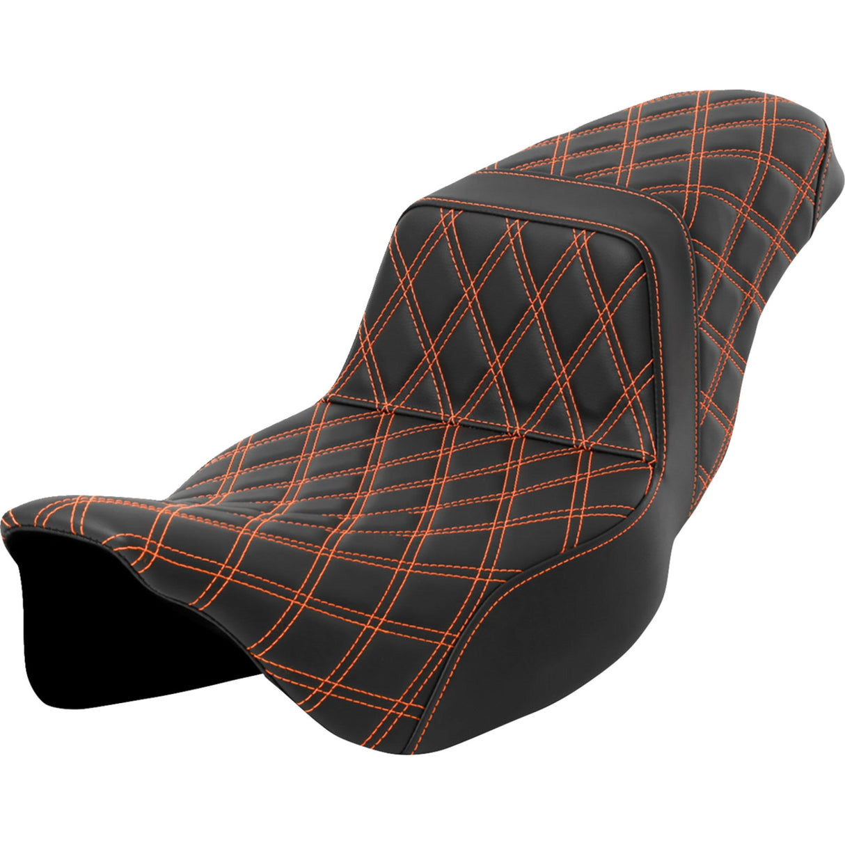 Saddlemen Lattice Stitch Step-Up Seat Orange Stitch Extended Reach - 808-07E-17503 For Harley Touring 2008-2023