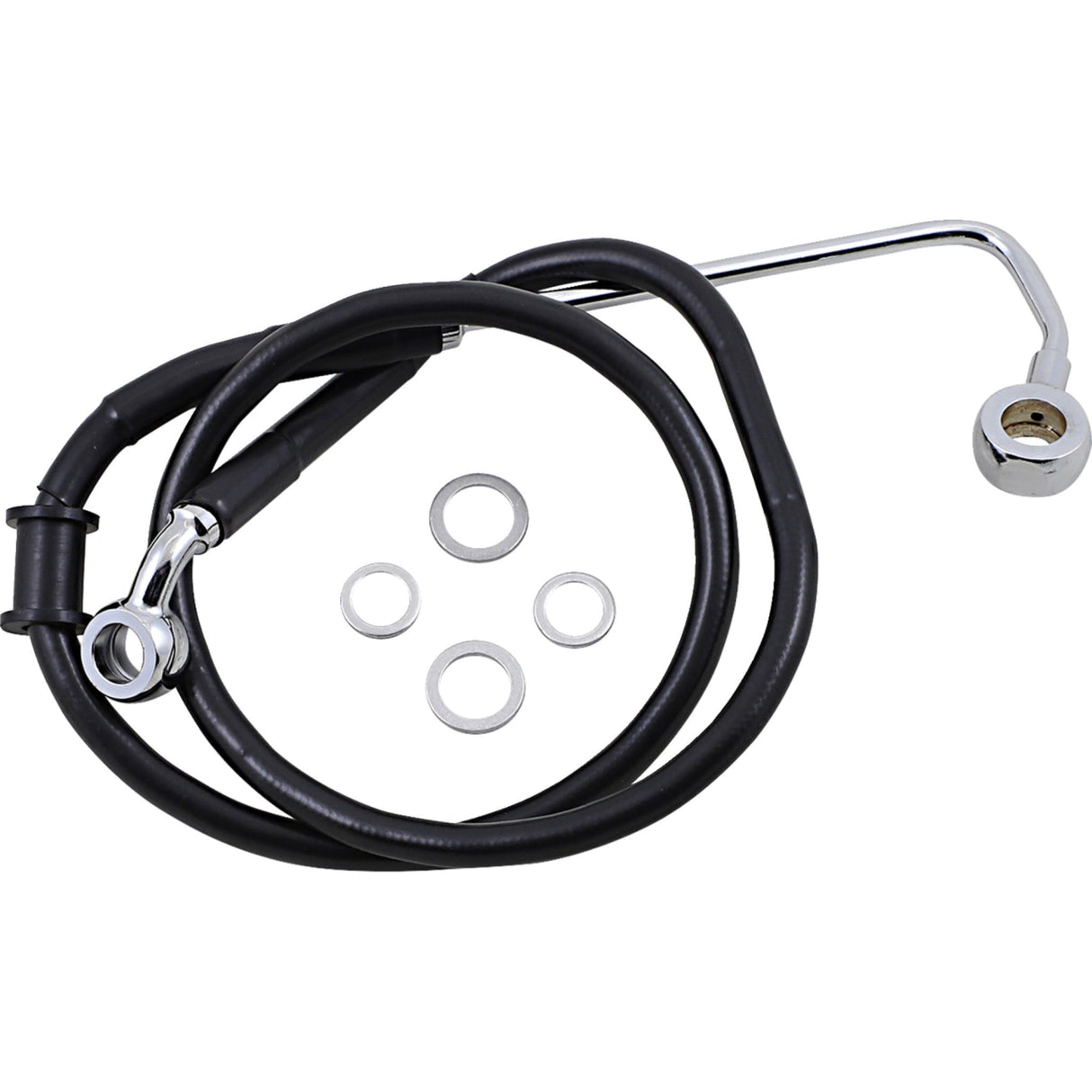 Drag Specialties Extended Length Stainless Steel Brake Line +2" Black For Harley Softail 2015-2017
