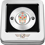 Figurati Designs Timing Cover 2 Hole Sugar Skull Mirror Polished Stainless Steel - FD30-TC-2H-SS For Harley Motorcycles 2017-2023