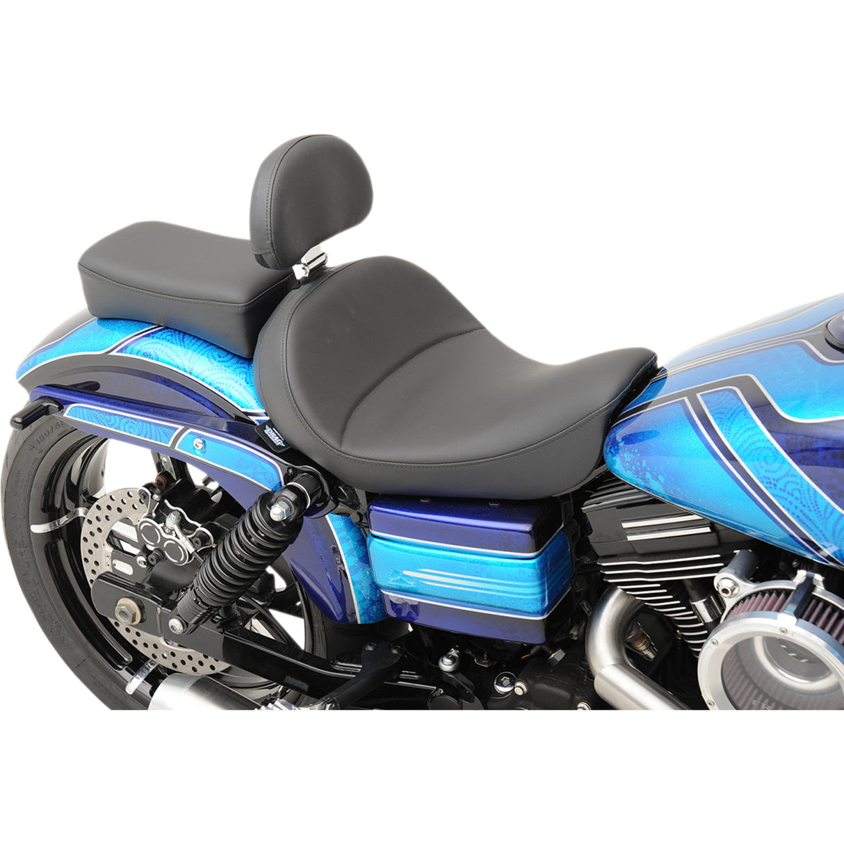 DRAG SPECIALTIES 0803-0555 Solo Seat with EZ Glide II™ Backrest Option Solo Seat - Mild Stitched - Driver's Backrest - FXD/FLD '06-'17