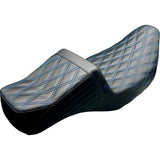 LePera Tailwhip Daddy Long Legs Seat Double Diamond With Blue Thread - LK-587DLDD-BLUE For Harley Touring 2008-2024