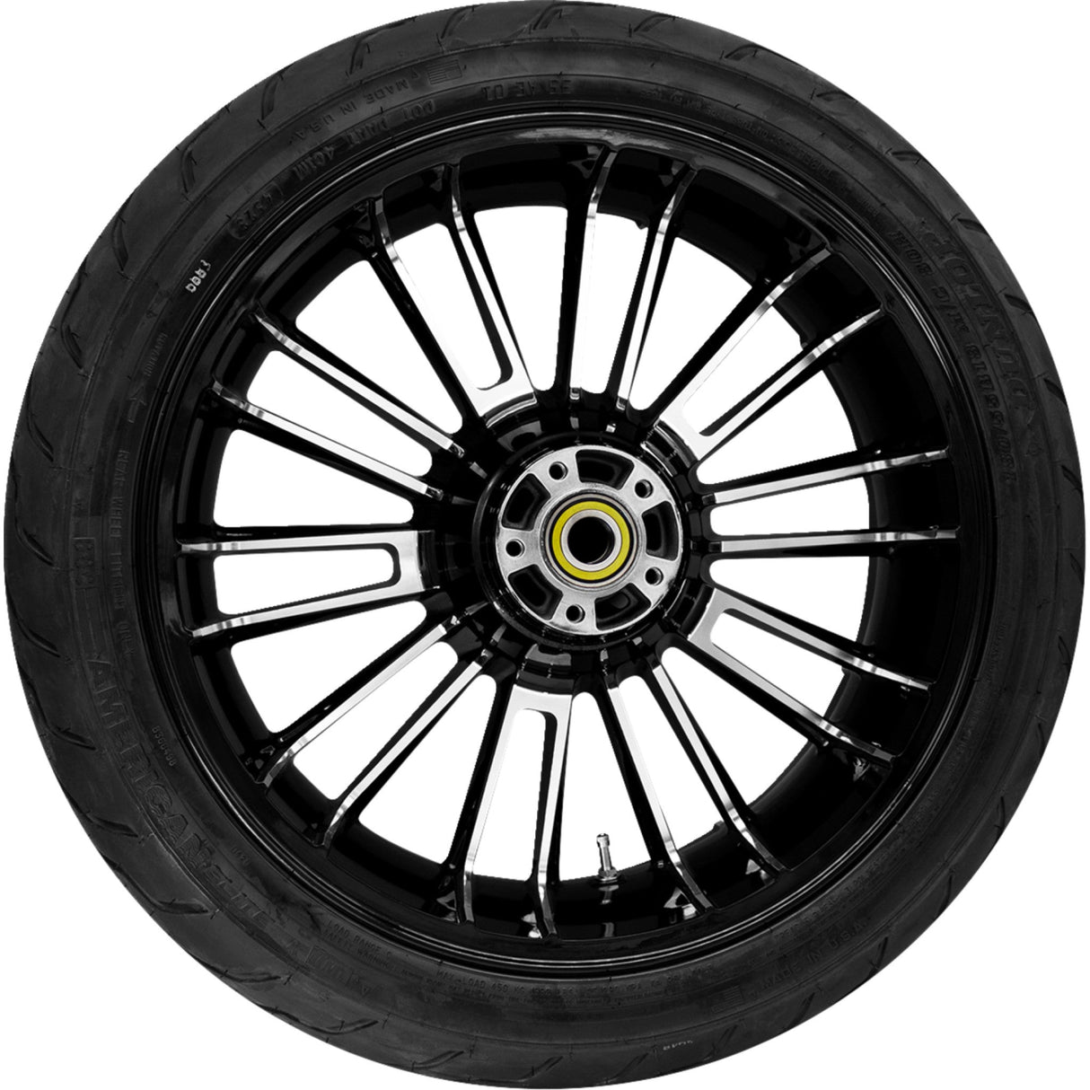 Coastal Moto Atlantic Wheel Tire Combinations Black Cut (18") Dunlop Tire (180/55B18) - PKG-ATL185BC-ABST For Harley Touring 2009-2024