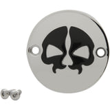 DRAG SPECIALTIES 0940-1743 Split Skull Points Cover Points Cover - Chrome - Black Skull - 2 Hole - M8
