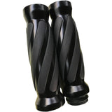 PRO-ONE Perf.mfg. Custom Twisted Rubber Grips TBW Black - 490011B For Harley Motorcycles 2008-2020