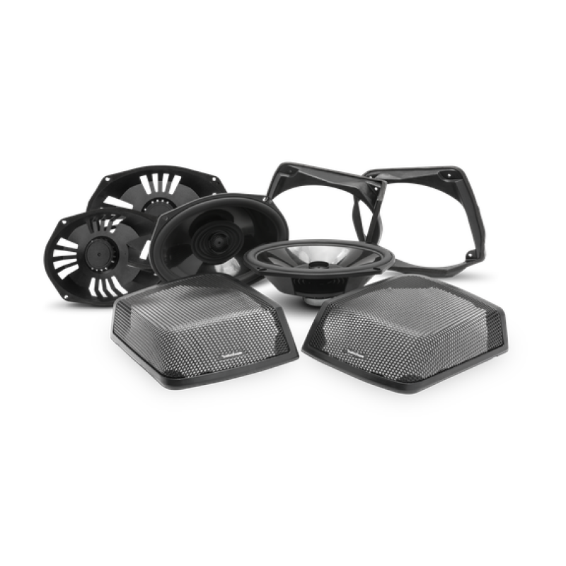 Rockford Fosgate + Harley Davidson Motorcycle Saddlebag Audio Kit - TMS69BL9813 For Harley Touring 1998-2013