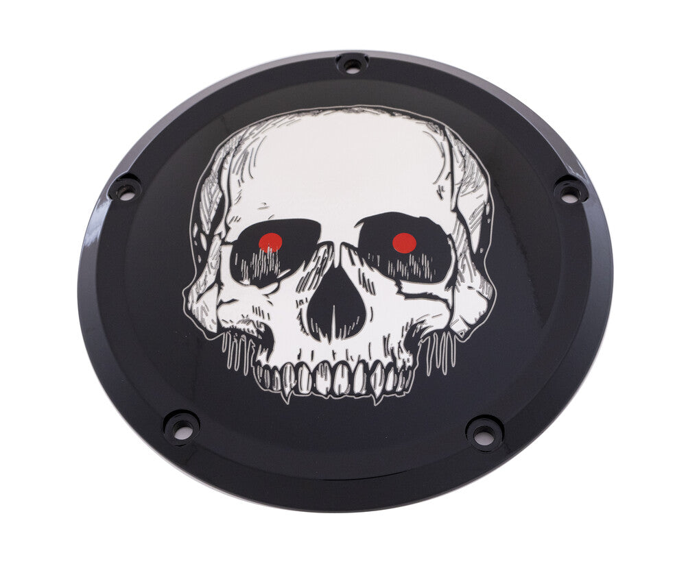 Custom Engraving 7 TC Derby Cover Skull Black - SKUL33-12BG For Harley Touring 2007-2018