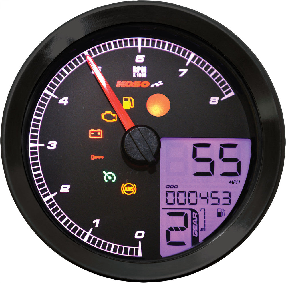 Koso North America 27-5797BK BA051211 SPEEDO / TACH BLK BEZEL LCD COLOR CHANGE DISPLAY