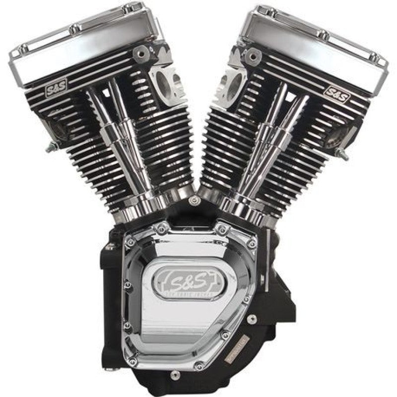 S&S Cycle BT T124 Long Block Engine With 640 Cams Wrinkle Black - 310-0282A For Harley Touring 1999-2006