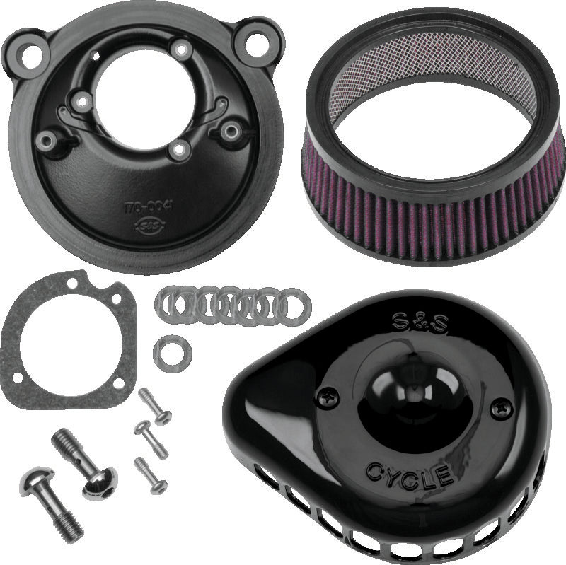 S&S Cycle 2007+ XL Sportster Models Stealth Air Cleaner Kit W Gloss Black Mini Teardrop Cover - 170-0440C For Harley Sportster 2009-2021